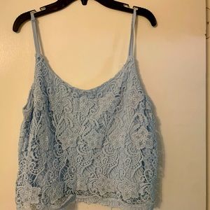 Blue lace crop top